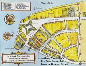 Localisation d’une des demeures d’Anthony Janszoon van Salee dans la future New York en 1660 (Findagrave)